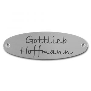 Edelstahlschild 114x37 mm mit individuell Gravur, TEGravur, Oval
