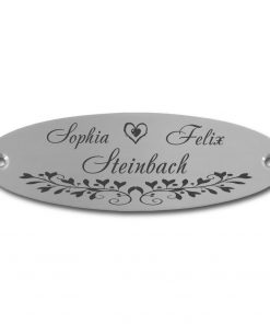 Edelstahlschild 125x42 mm mit individuell Gravur, TEGravur, Oval