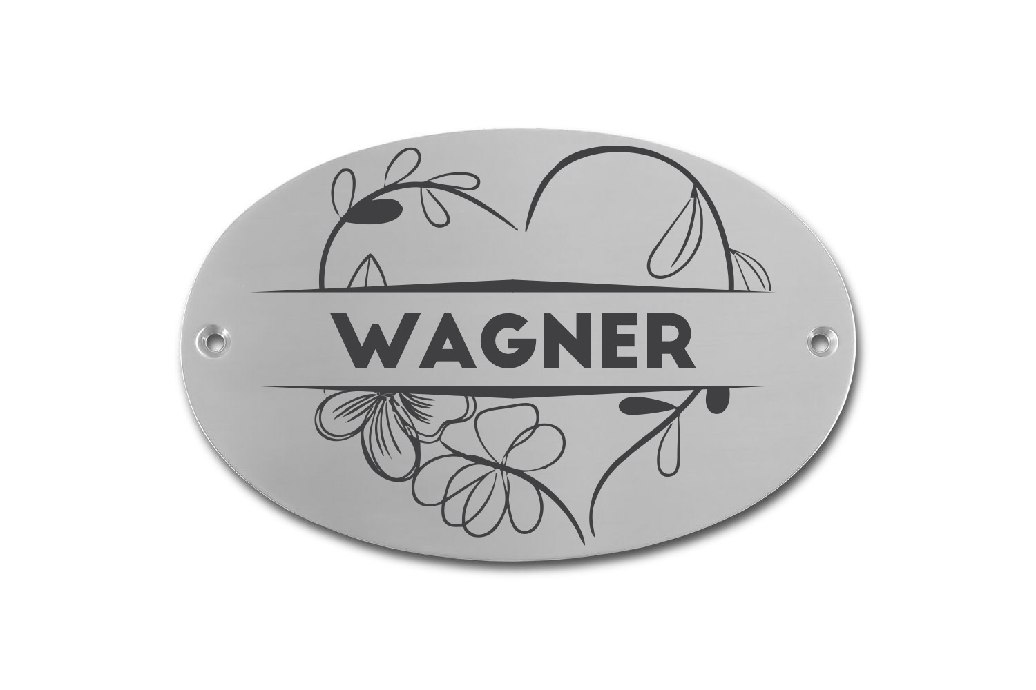 Edelstahlschild 125x83 mm mit individuell Gravur, TEGravur, Oval