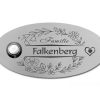 Edelstahlschild mit Klingelknopf 100 x 50 mm mit individuell Gravur, TEGravur, Oval