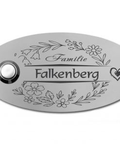 Edelstahlschild mit Klingelknopf 100 x 50 mm mit individuell Gravur, TEGravur, Oval