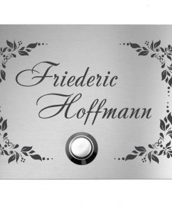 Edelstahlschild mit Klingelknopf 100 x 70 mm mit individuell Gravur, TEGravur, Rechteck