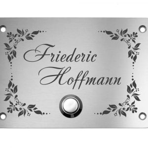 Edelstahlschild mit Klingelknopf 100 x 70 mm mit individuell Gravur, TEGravur, Rechteck