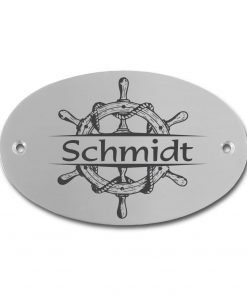 Edelstahlschild 98x62 mm mit individuell Gravur, TEGravur, Oval