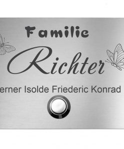Edelstahlschild mit Klingelknopf 100 x 70 mm mit individuell Gravur, TEGravur, Rechteck