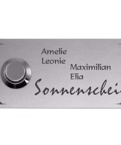 Edelstahlschild mit Klingelknopf 100 x 40 mm mit individuell Gravur, TEGravur, Rechteck