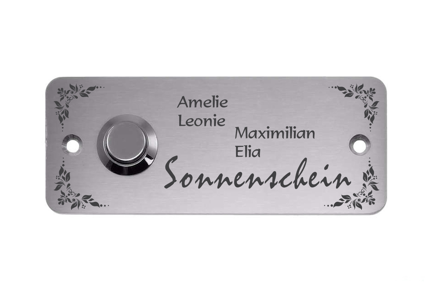 Edelstahlschild mit Klingelknopf 100 x 40 mm mit individuell Gravur, TEGravur, Rechteck