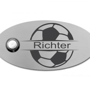 Edelstahlschild mit Klingelknopf 100 x 50 mm mit individuell Gravur, TEGravur, Oval