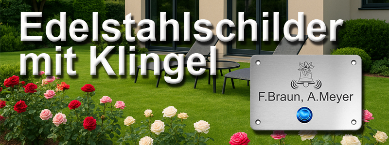 Edelstahlschilder mit Klingelknopf