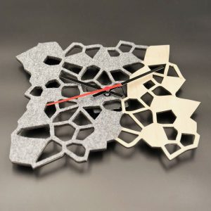Wanduhr Holz und Filz Design, Filz Uhr Wanddeko