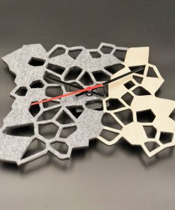 Wanduhr Holz und Filz Design, Filz Uhr Wanddeko
