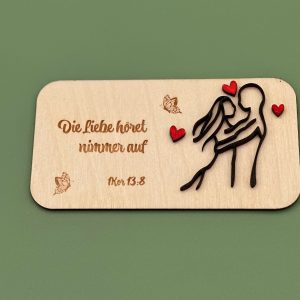 Einzigartige Grußkarte aus Holz für Verliebte, Personalisierte Gravur