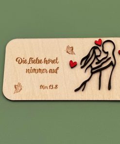 Einzigartige Grußkarte aus Holz für Verliebte, Personalisierte Gravur