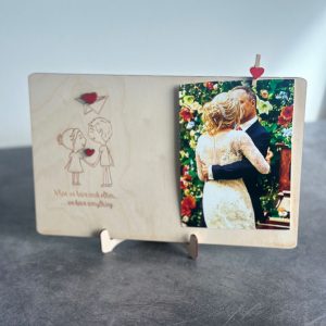 Einzigartiger Holz-Fotorahmen mit Gravur und tiefgründigem Liebeszitat, Natur, Dekoration, Personalisierte Gravur,