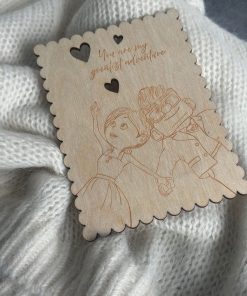 Exklusive Postkarte aus Naturholz mit Gravur, Personalisierte Gravur.