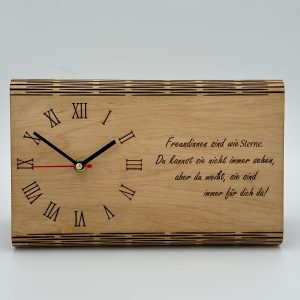 Tischuhr Holz individuelle Gravur Personalisiertes Geschenk Uhr Holz