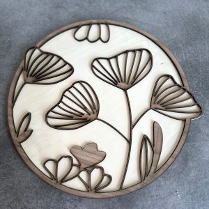 Die Runde Dekoscheibe „Mohn-Poesie“ Natur, Holzdeko,Wandschmuck Holz rustikal