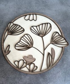 Die Runde Dekoscheibe „Mohn-Poesie“ Natur, Holzdeko,Wandschmuck Holz rustikal