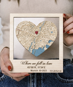 Hölzerne Hochzeit Geschenk – Personalisierte Karte mit Herz