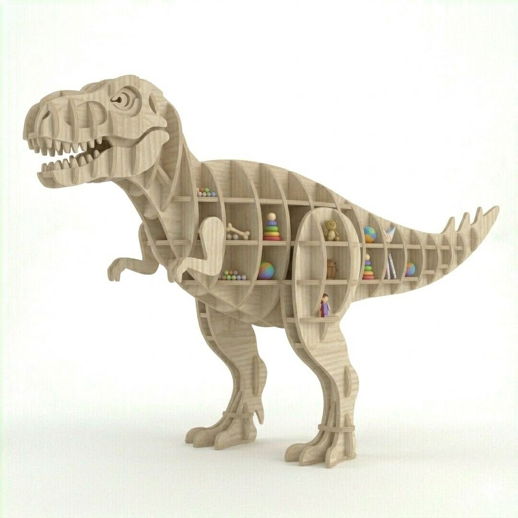 KiddiHop Kinderregal Tyrannosaurus Rex aus Sperrholz
