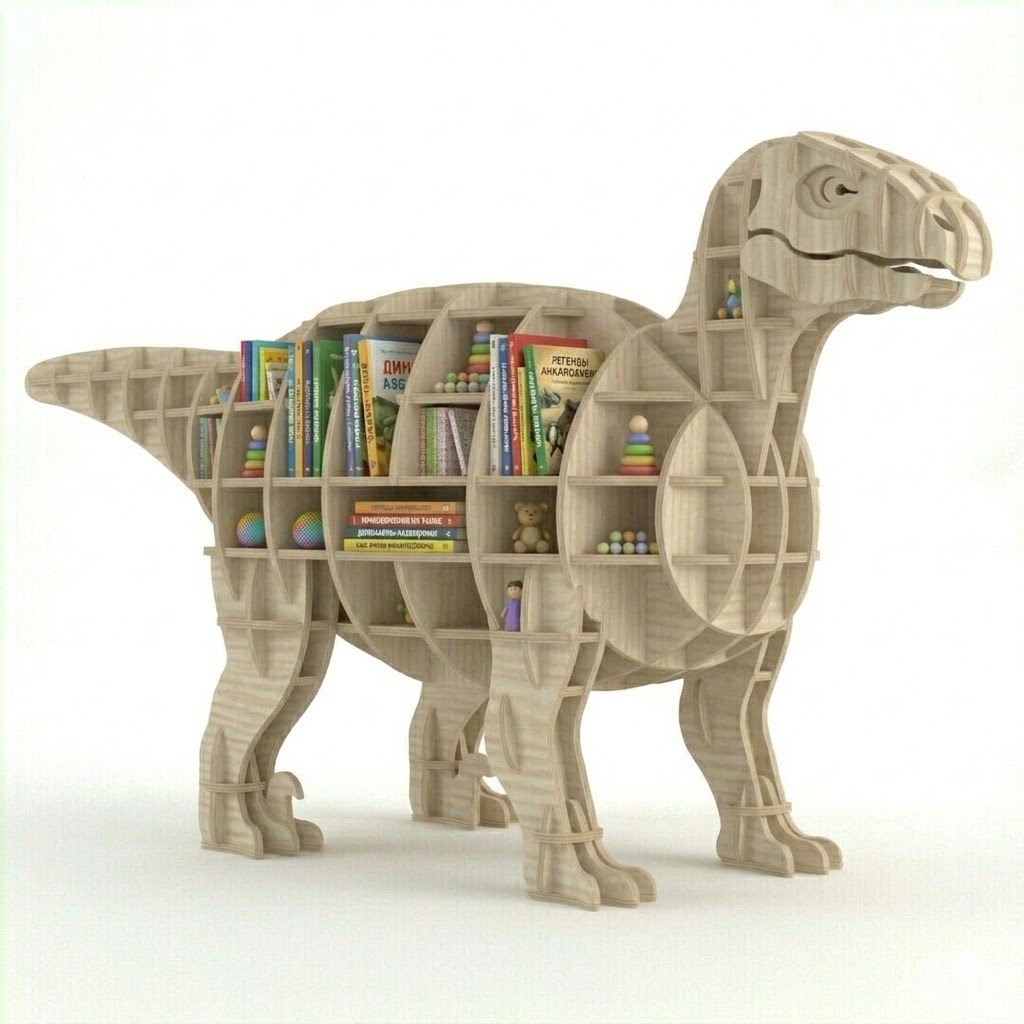 KiddiHop Kinderregal Velociraptor aus Sperrholz