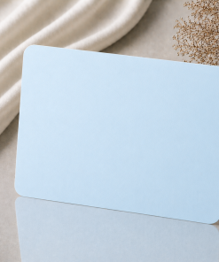 Blanko Metallkarten 0,21-0,3 mm, leer, für Lasergravur. 86 × 54 mm, Farbe Eisblau