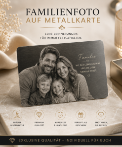 Familienfoto auf Metallkarte