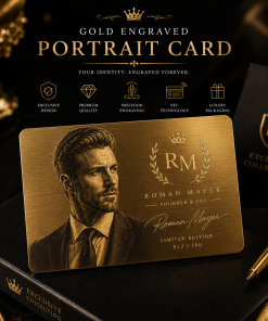 Gold Metallkarte mit Gravur