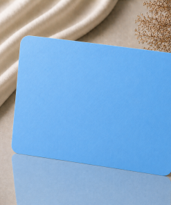 Blanko Metallkarten 0,21-0,3 mm, leer, für Lasergravur. 86 × 54 mm, Farbe Himmelblau