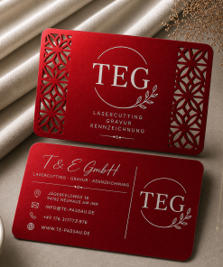 Laser Cut Design Metall Visitenkarten mit Gravur TEGravur