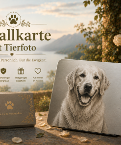 Metallkarte mit Tierfoto