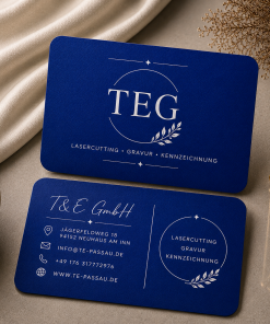 Minimal Dark Blue Metall Visitenkarten mit Gravur TEGravur