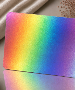 Blanko Metallkarten 0,4–0,5 mm Premium-Klasse moderner Metallkarten, 86 × 54 mm, Farbe Regenbogen Metallic