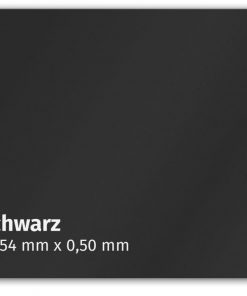 Metall-Visitenkarte 86 × 54 mm aus schwarzem Aluminium, matt, 0,8 mm, bei der Gravur erscheinen die Buchstaben in weißer Farbe, leer, für Lasergravur.