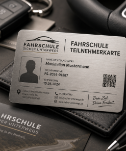 Fahrschule Teilnehmerkarte Metall