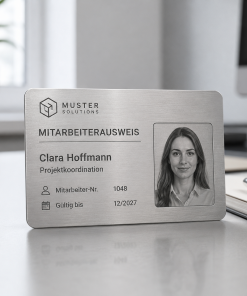 Mitarbeiterausweis Metallkarte Silber