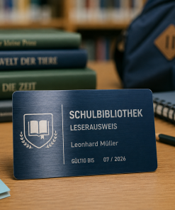 Schulbibliothek Ausweis Metall